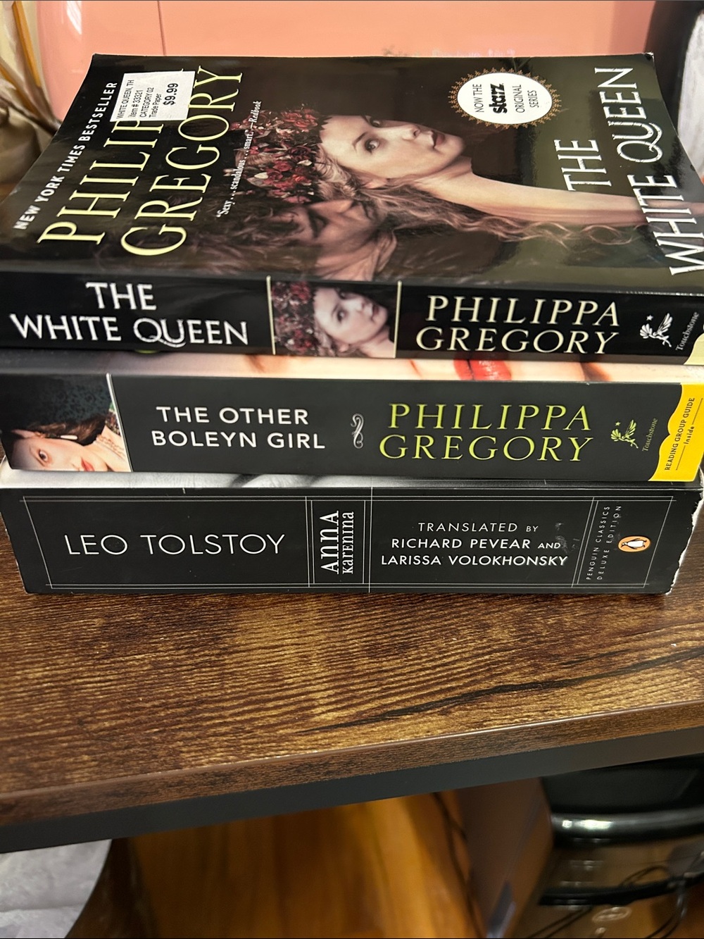 3 books- The Other Boleyn Girl, Anna  Karenina, White Queen
